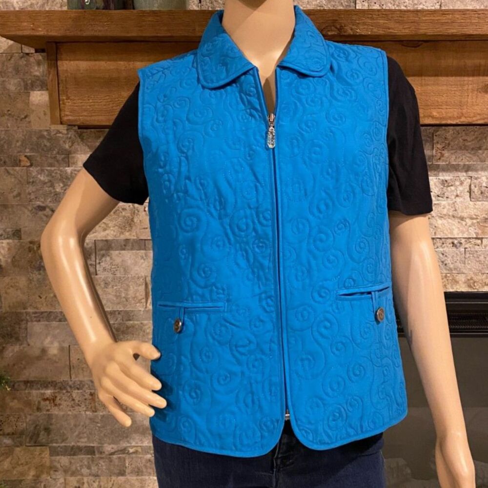 Christopher & Banks Turquoise Blue Quilted Vest Sz S